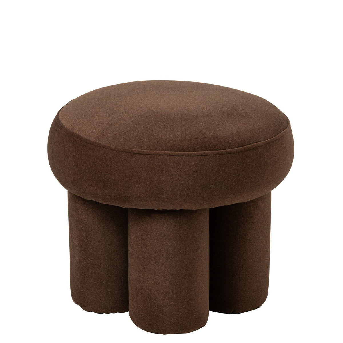 Pouf con gambe in compensato/tessuto color tortora piccolo J-Line