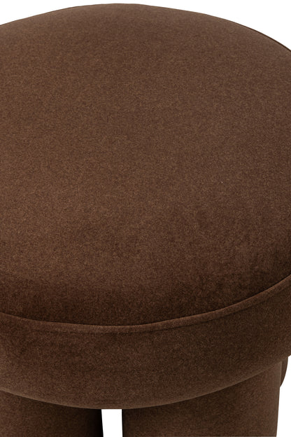 Pouf con gambe in compensato/tessuto color tortora piccolo J-Line