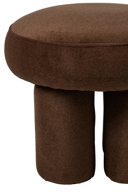 Pouf con gambe in compensato/tessuto color tortora piccolo J-Line