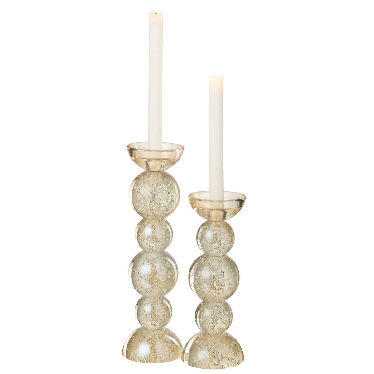 Set di 2 candelabri in vetro color champagne J-Line
