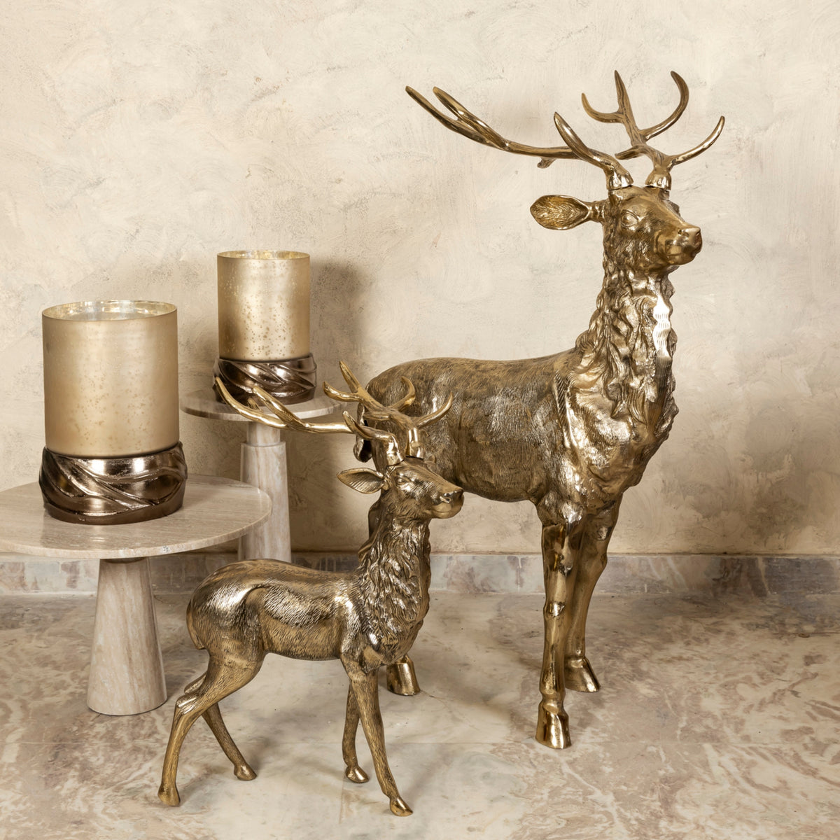 Khary Metal Statua di renna dorata Large PTMD