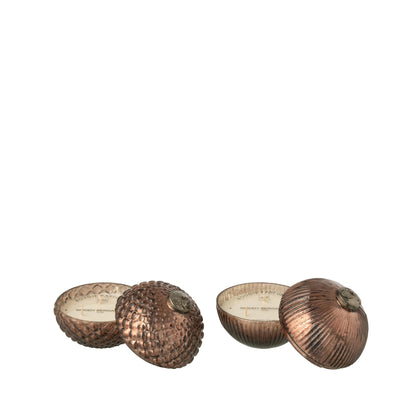 Candela profumata Sfera natalizia Vetro marrone Small Set da 2 J-Line