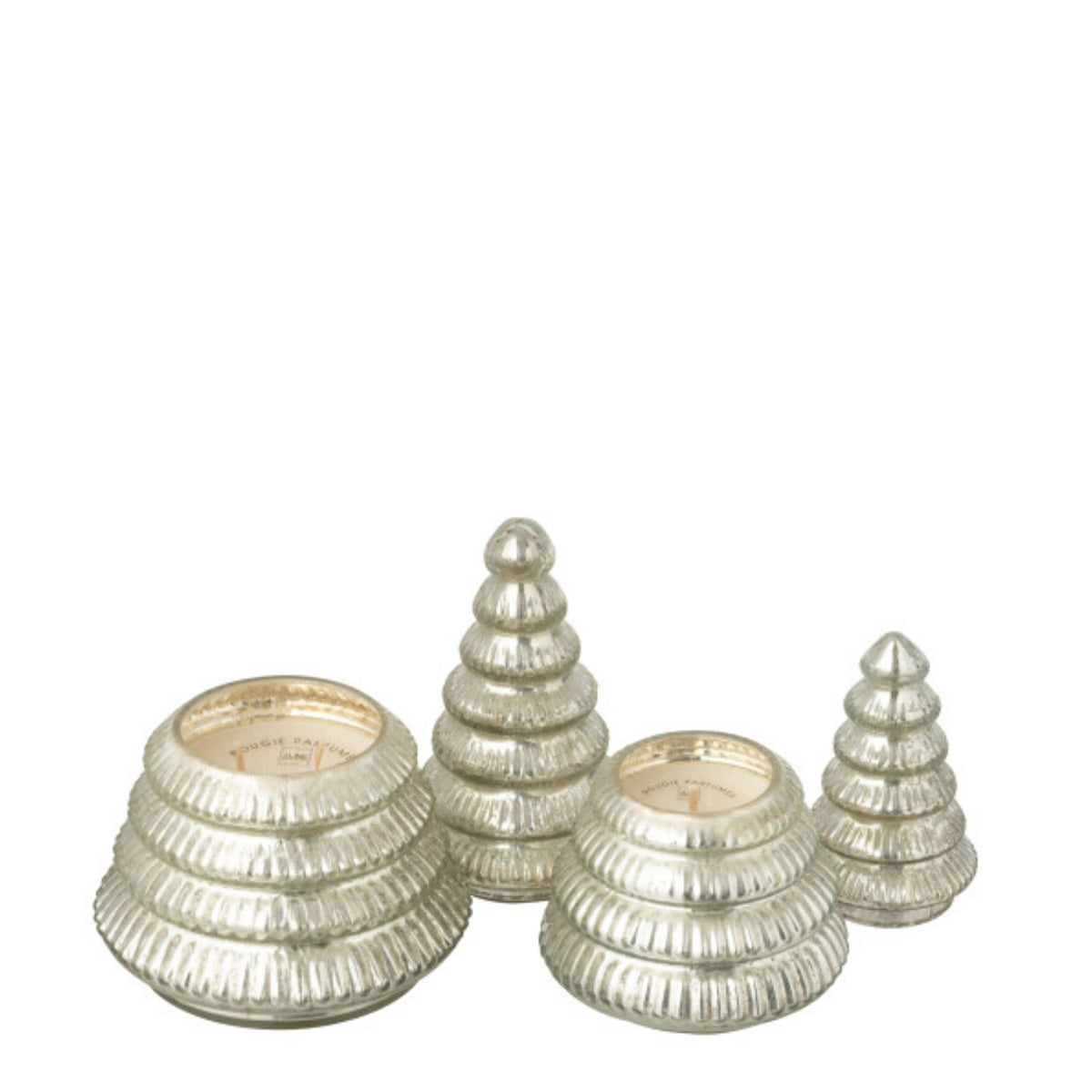 Candela profumata Albero di Natale Vetro Argento J-Line Set da 2