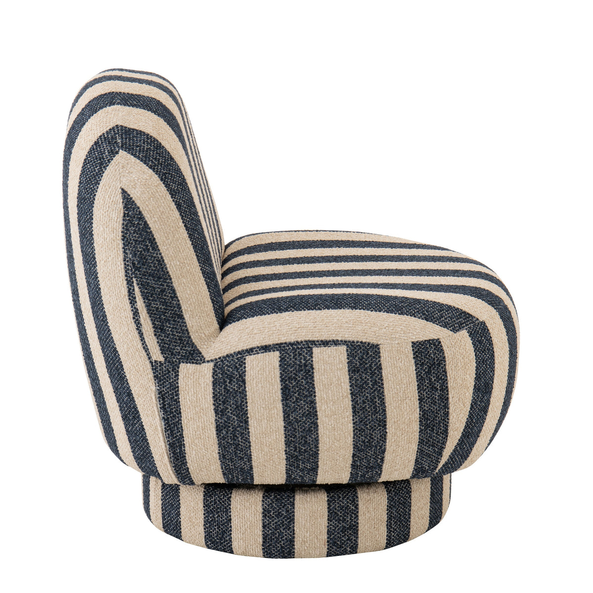 Poltrona Lounge in Tessuto a Righe Blu/Bianco Sporco J-Line