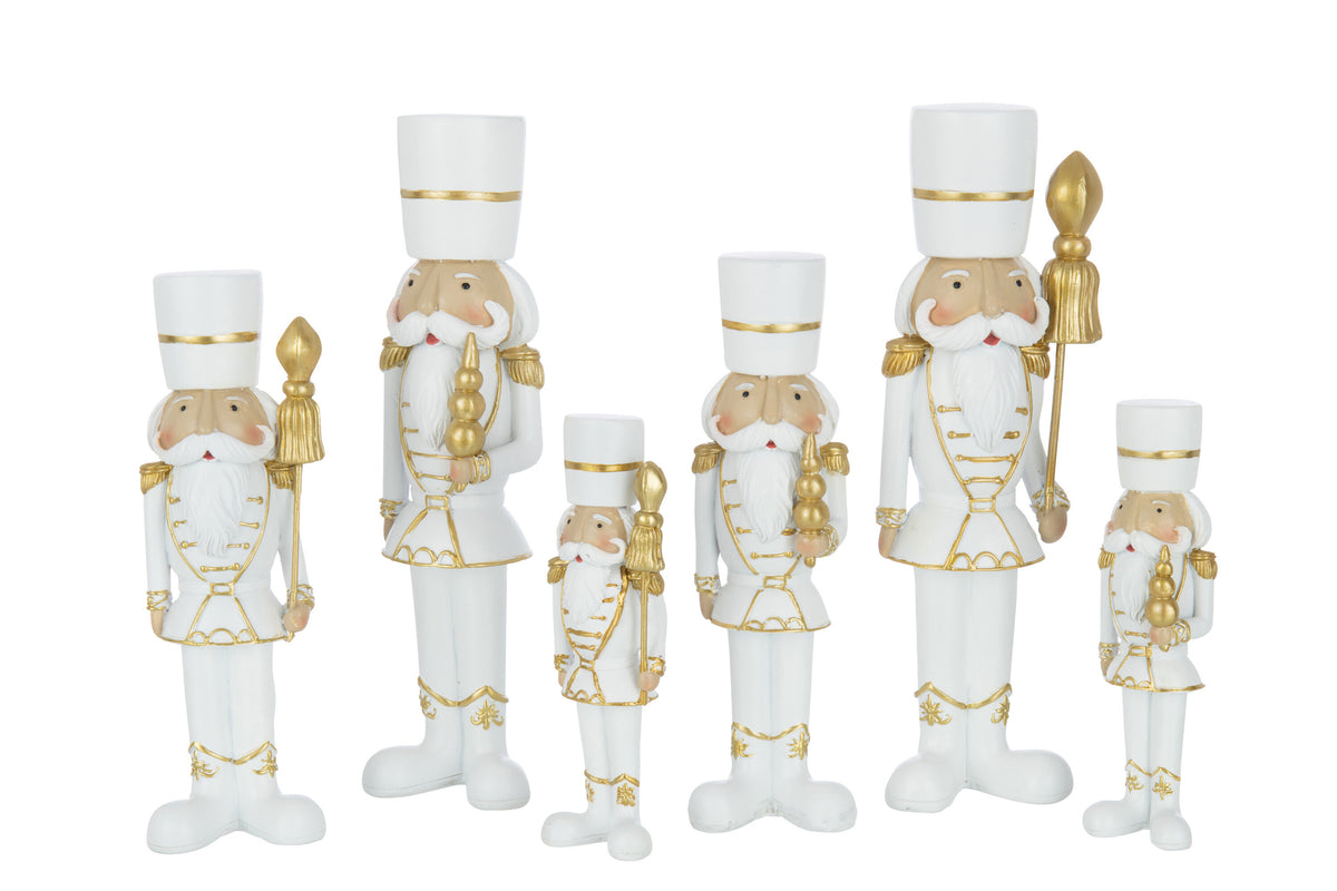 Schiaccianoci in resina bianco/oro, set grande da 2, H 26 cm, J-Line