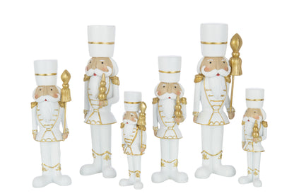 Schiaccianoci in resina bianco/oro, set grande da 2, H 26 cm, J-Line