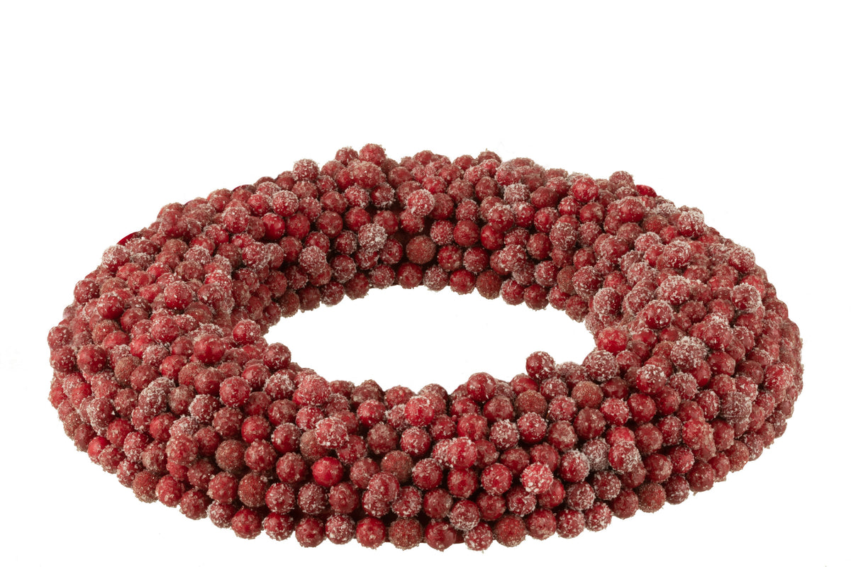 Ghirlanda Rotonda Bacche di Plastica Rosse Large Ø45cm J-Line