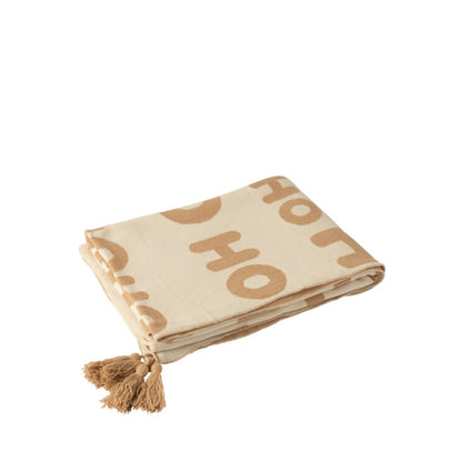 Set natalizio Plaid &amp; Cuscini natalizi HoHoHo Beige/Bianco J-Line