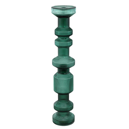 Galinda Set da 3 candelabri in vetro verde scuro plissettato PTMD