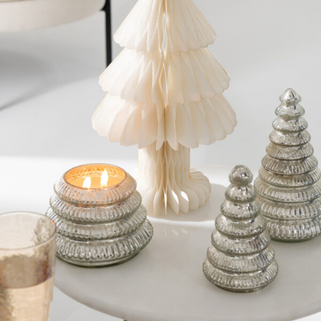 Candela profumata Albero di Natale Vetro Argento J-Line Set da 2