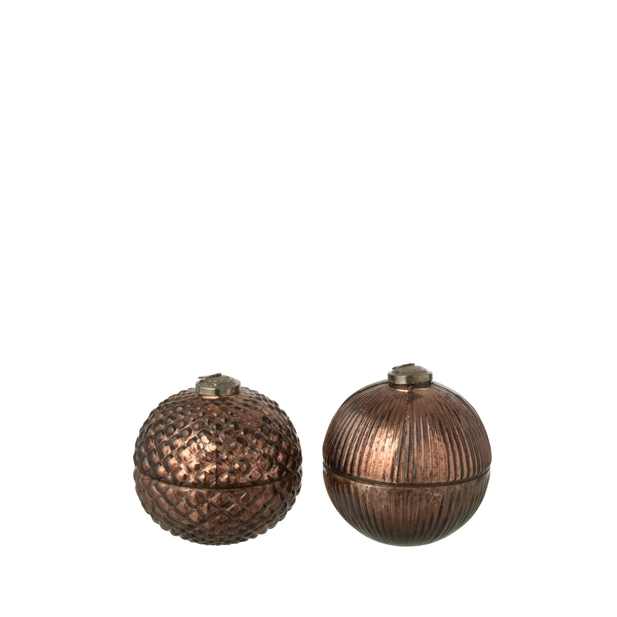 Candela profumata Sfera natalizia Vetro marrone Small Set da 2 J-Line