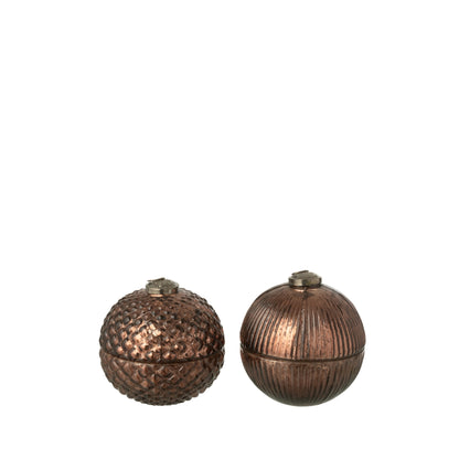 Candela profumata Sfera natalizia Vetro marrone Small Set da 2 J-Line