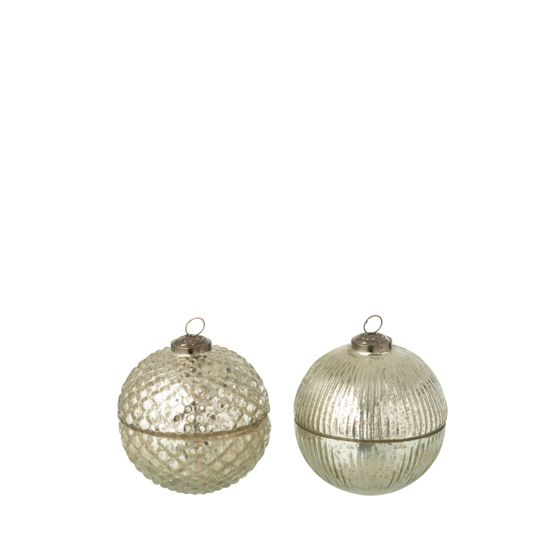 Candela profumata Pallina di Natale in vetro color argento Small J-Line Set da 2