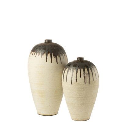 Vaso Lombok Ceramica Beige/Marrone Piccolo Ø36xH56cm J-Line
