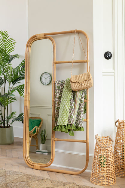 Specchio a scala in rattan naturale J-Line