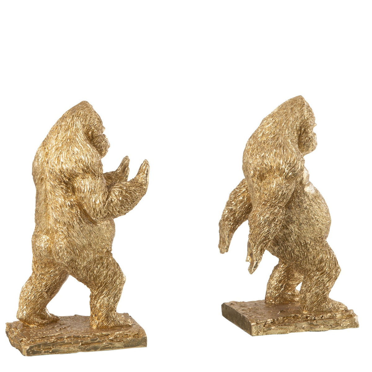 Set di 2 fermalibri Gorilla in resina dorata J-Line