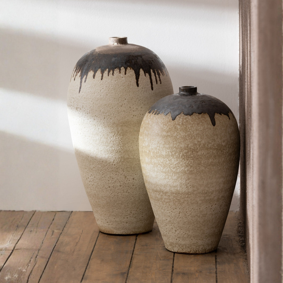 Vaso Lombok Ceramica Beige/Marrone Piccolo Ø36xH56cm J-Line