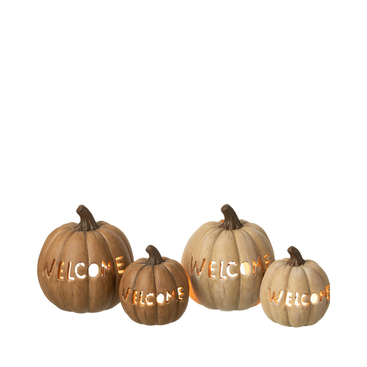 Set di 2 portacandele a forma di zucca per Halloween XL J-Line