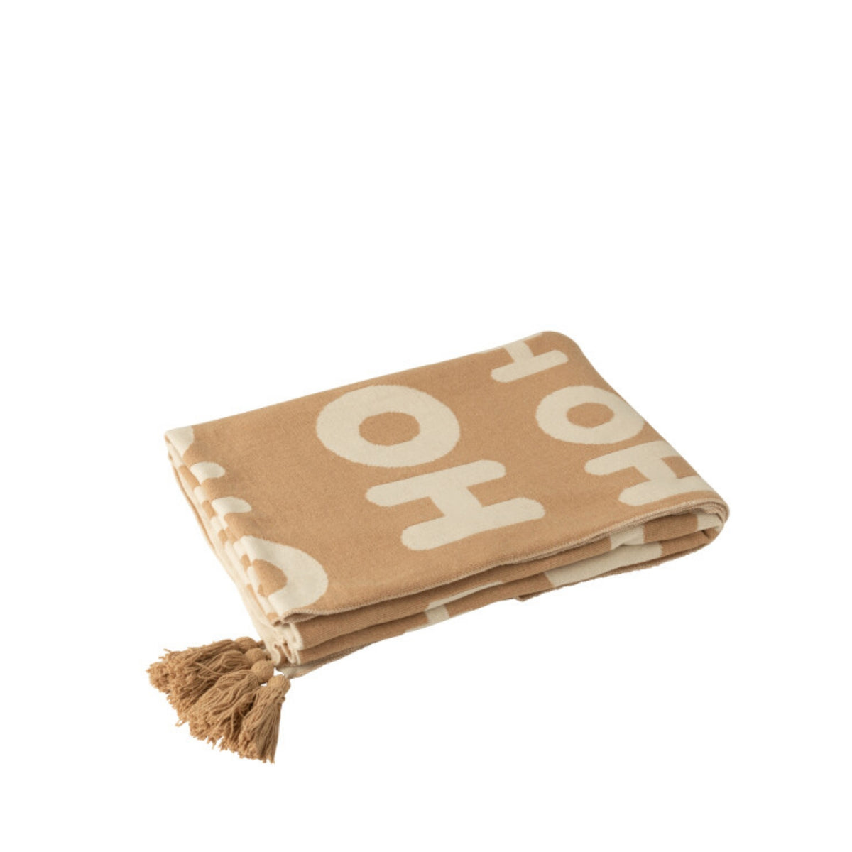 Set natalizio Plaid &amp; Cuscini natalizi HoHoHo Beige/Bianco J-Line
