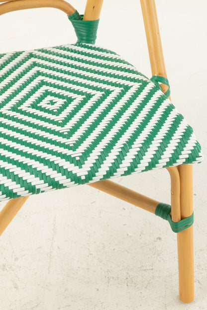 Sedia in rattan verde scuro/bianca J-Line