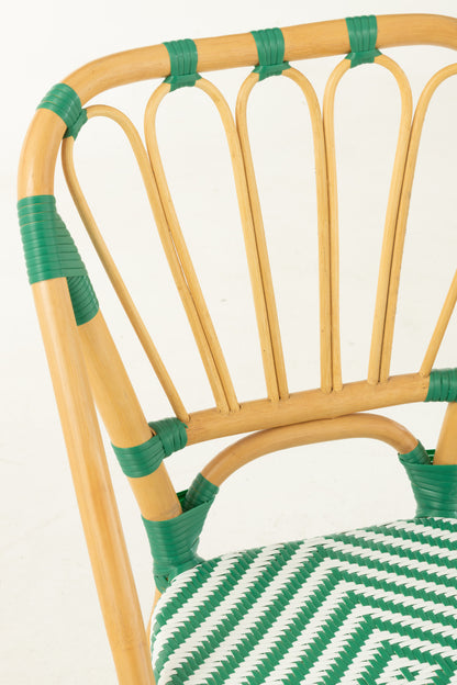 Sedia in rattan verde scuro/bianca J-Line
