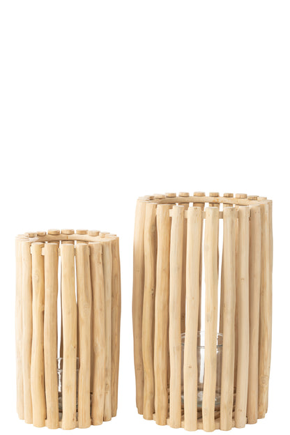 Set di 2 Lanterne in Teak Naturale J-Line