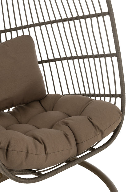 Sedia sospesa + Cuscino Egga Metallo/Corda Marrone J-Line