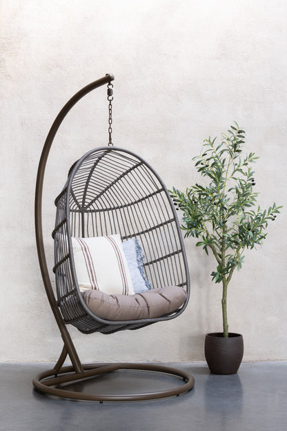Sedia sospesa + Cuscino Egga Metallo/Corda Marrone J-Line