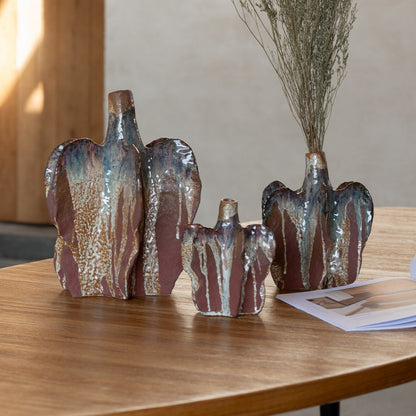 Vaso Naga Ceramica Marrone Arrugginito Medio 18,5x18x20,5cm J-Line