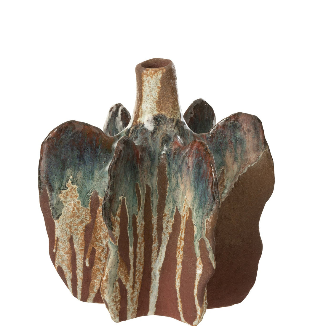 Vaso Naga Ceramica Marrone Arrugginito Medio 18,5x18x20,5cm J-Line