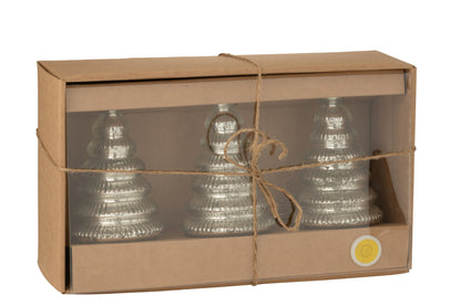 Lampada a sospensione Boom in vetro scanalato argentato, set da 3, J-Line