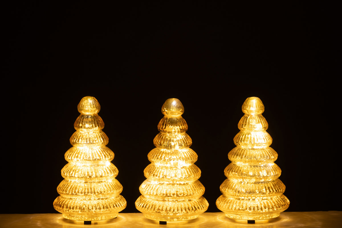 Lampada a sospensione Boom in vetro plissettato color oro, set da 3 - J-Line