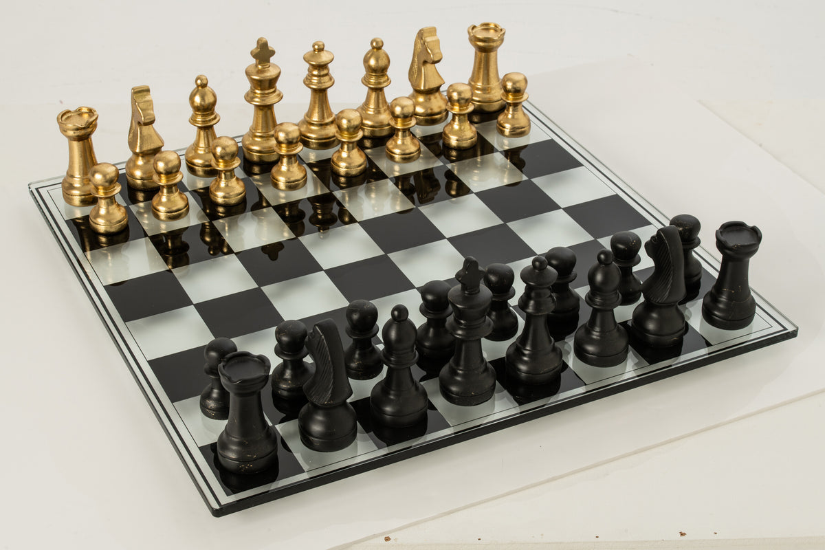 Set da scacchi Plateay Oro/Nero in poliresina J-Line