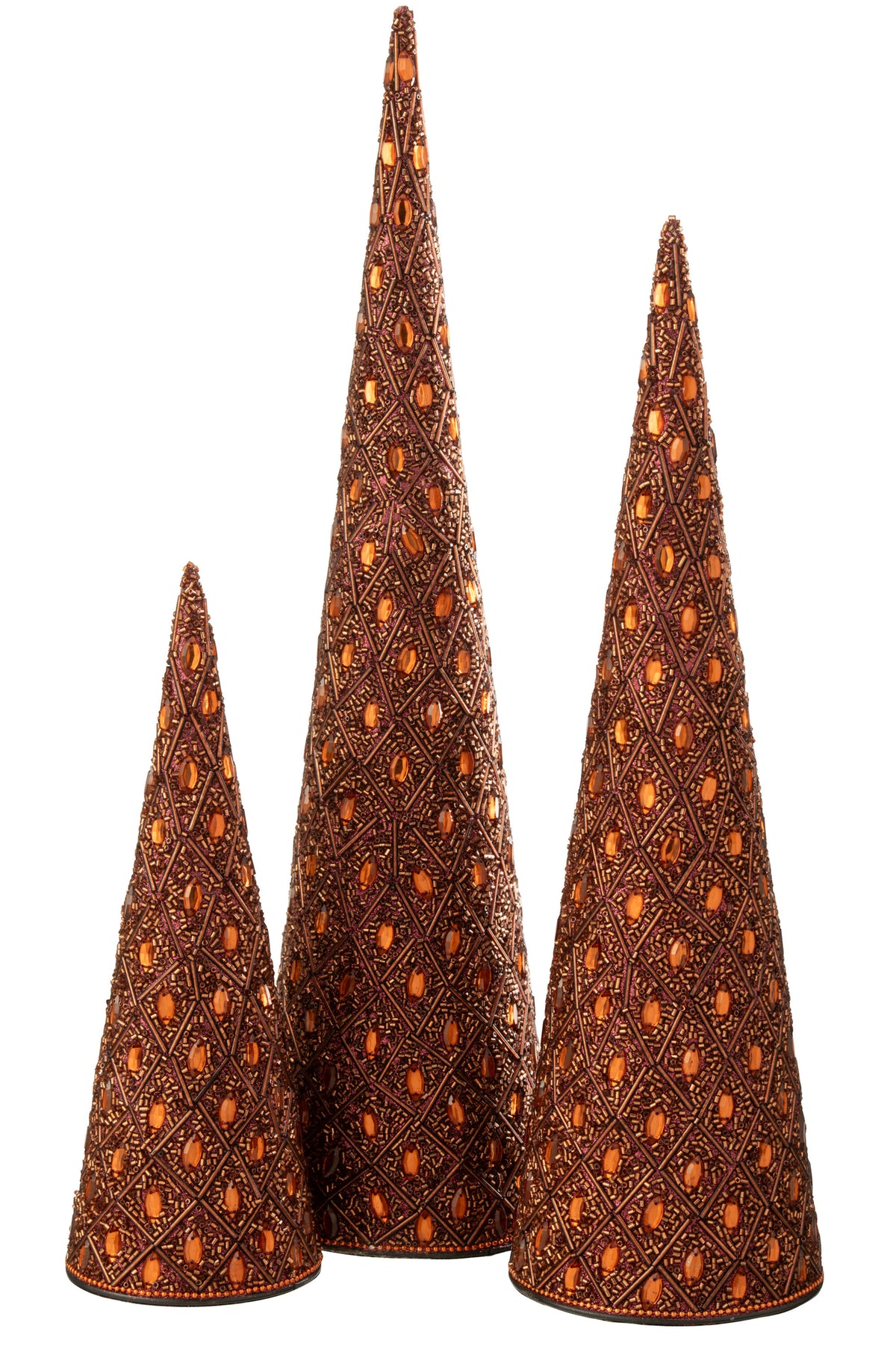 Set di 3 coni in ferro/perline marrone scuro/marrone ruggine J-Line