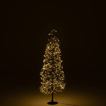 Albero di Natale con Luci a LED Bianco Caldo Ferro Nero Medio H120cm J-Line