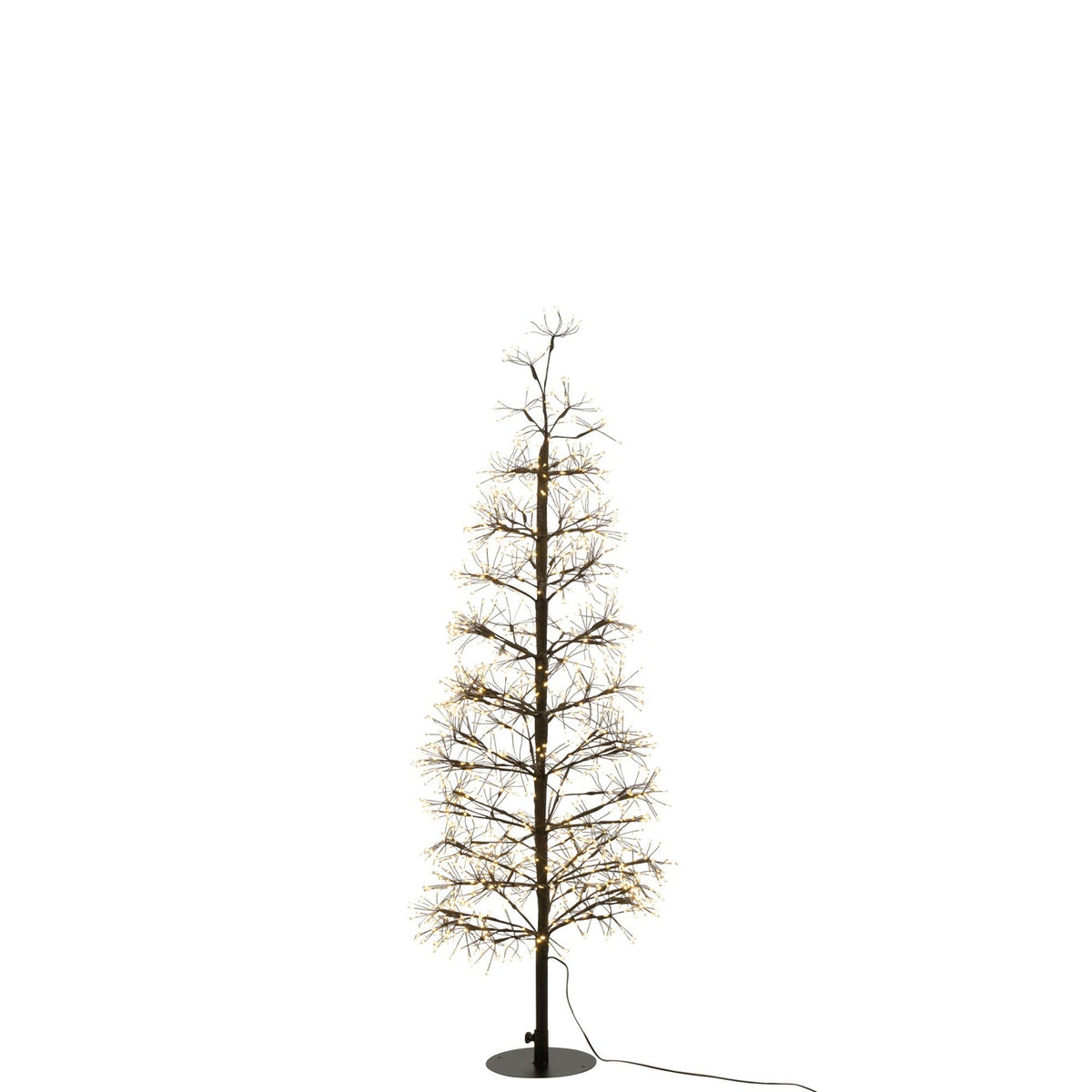 Albero di Natale con Luci a LED Bianco Caldo Ferro Nero Medio H120cm J-Line