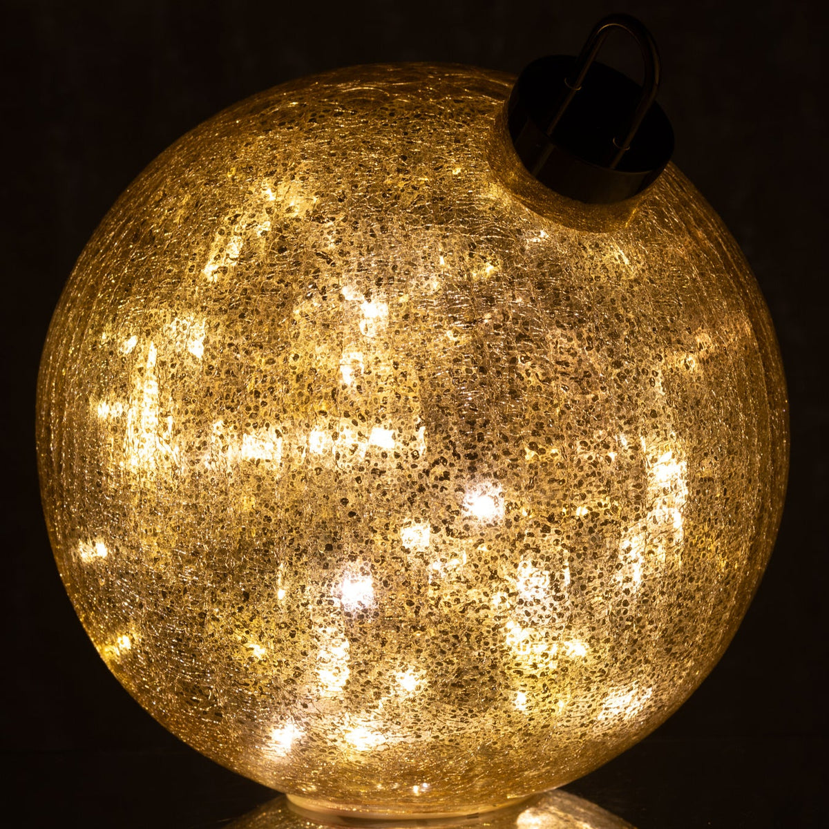 Palla di Natale in vetro con LED color oro Large J-Line