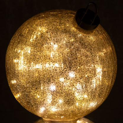 Palla di Natale in vetro con LED color oro Large J-Line