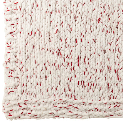 Coperta in maglia di poliestere bianco/rosso natalizio J-Line
