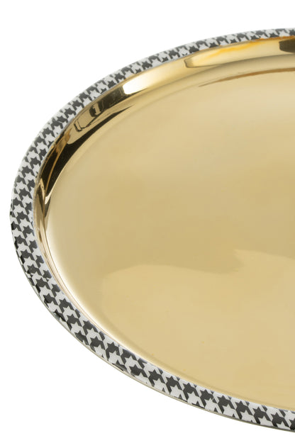 Vassoio Rotondo Pied-De-Poule Acciaio Inox Color Oro J-Line