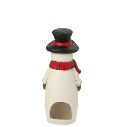 Portacandela Pupazzo di Neve Sciarpa + Cappello Magnesio Multicolore Piccolo J-Line
