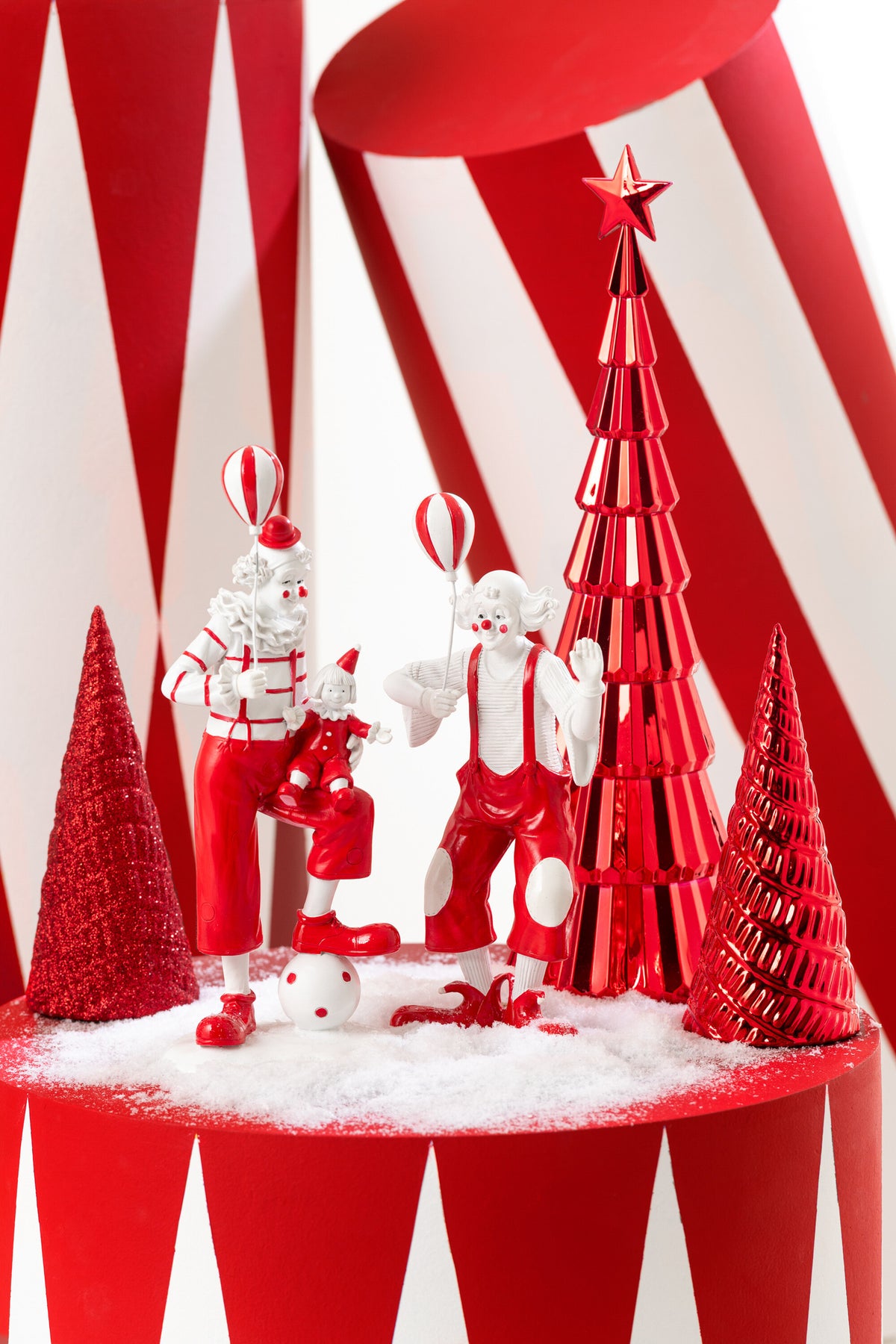 Albero + Stella in plastica rosso natalizio Set di 2 J-Line