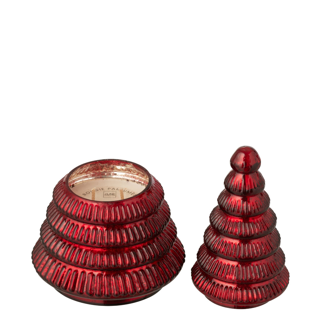 Candela profumata Albero Vetro plissettato Rosso natalizio Large J-Line