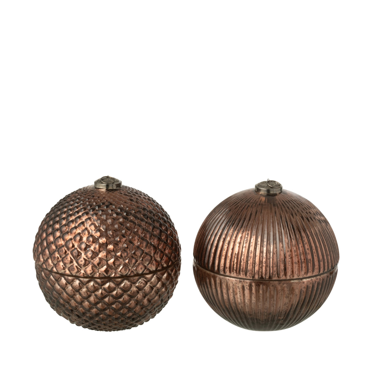 Candela profumata Sfera di Natale in vetro marrone Large Set di 2 J-Line