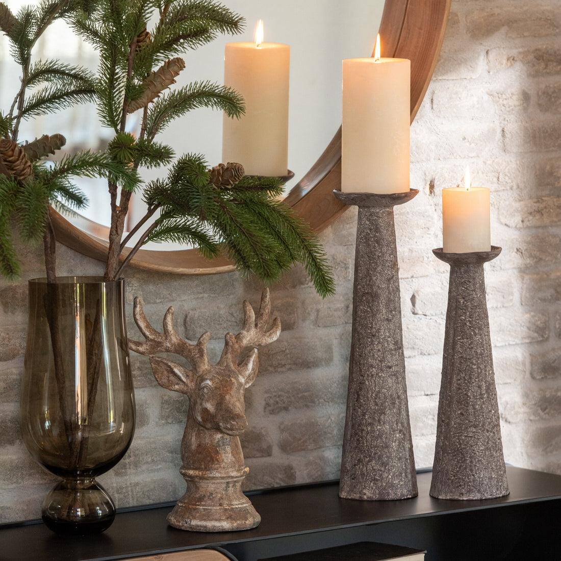 Set di 2 candelabri marroni J-Line