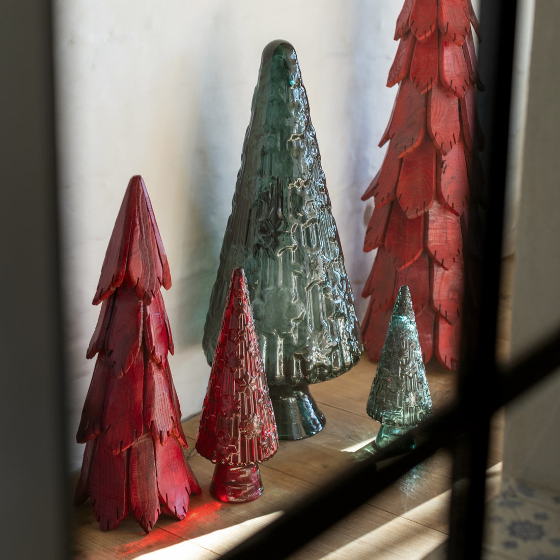 Ornamento per albero di Natale in vetro verde grande J-Line