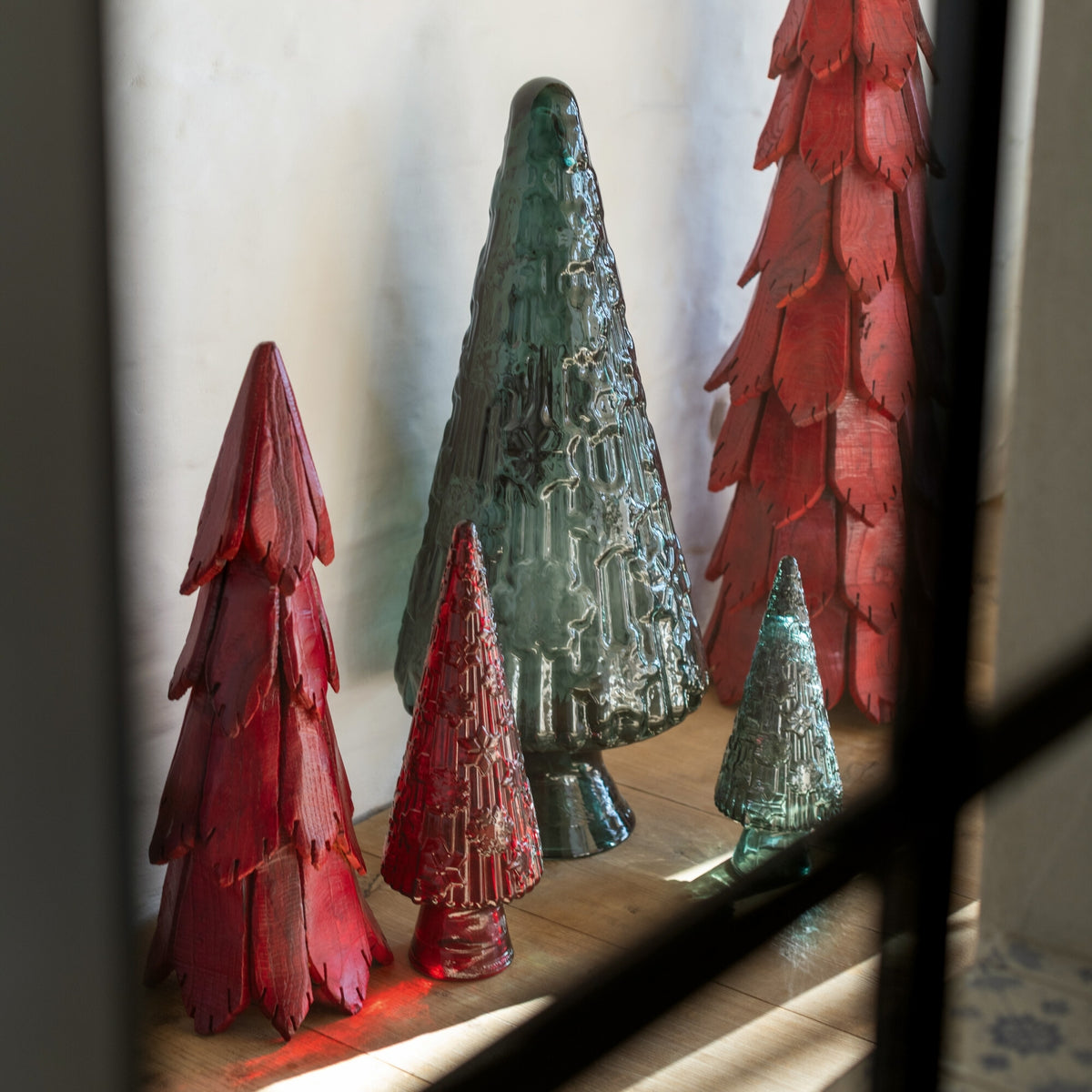 Ornamento per albero di Natale in vetro verde grande J-Line