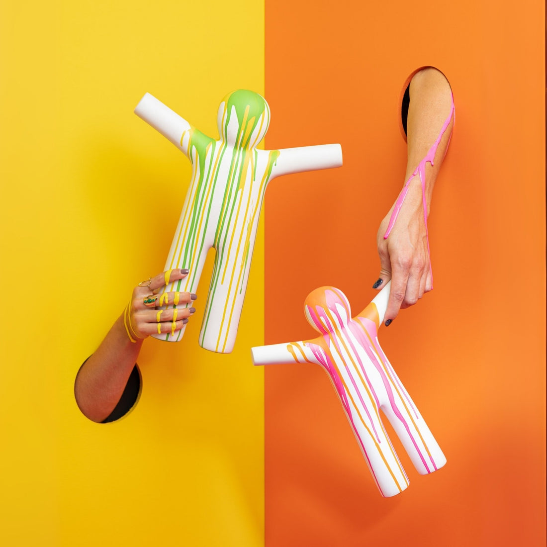 Set da 2 statuine dipinte P’tit Maurice Multicolor Large J-Line