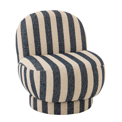 Poltrona Lounge in Tessuto a Righe Blu/Bianco Sporco J-Line