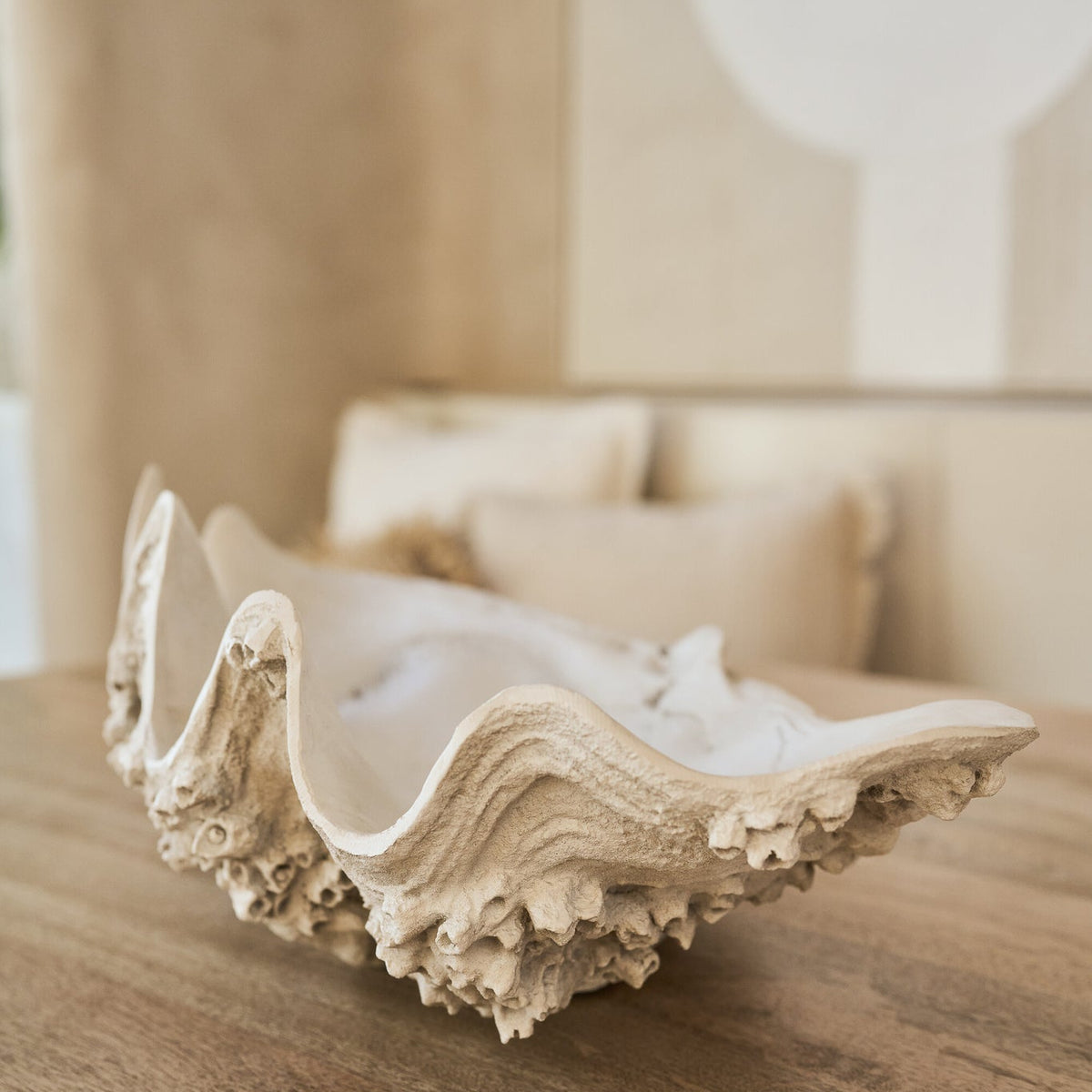 Vassoio decorativo con conchiglia marina in resina bianco spezzato Large J-Line